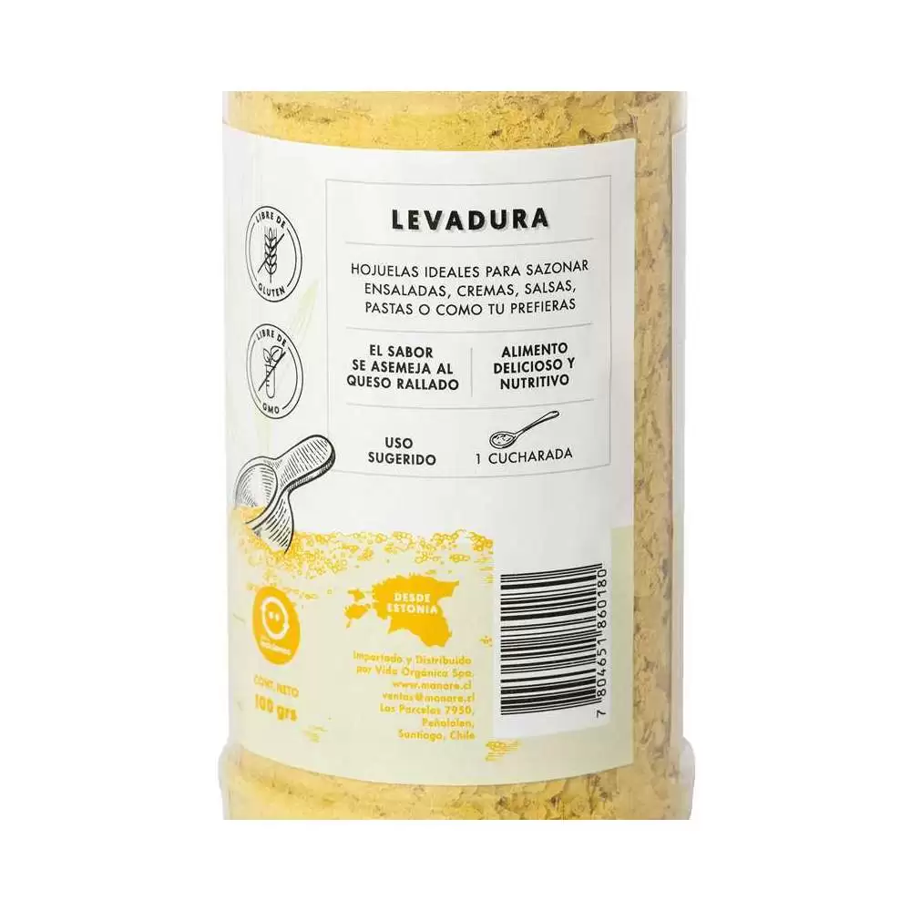 Levadura Nutricional, 100 gr, marca Manare – chilebefree